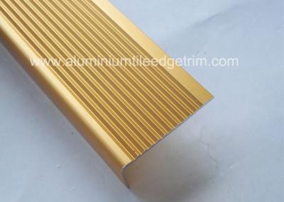 Solid Anodized Brass Aluminum Stair Nosing Profiles , Metal Stair Nosing For Wood Stairs