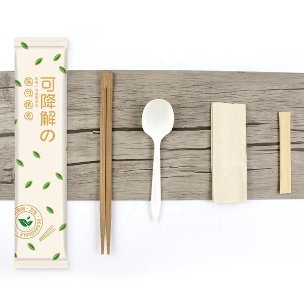 Disposable Eco Friendly Tableware Carbonized Bamboo Chopsticks and Corn Starch Spoons