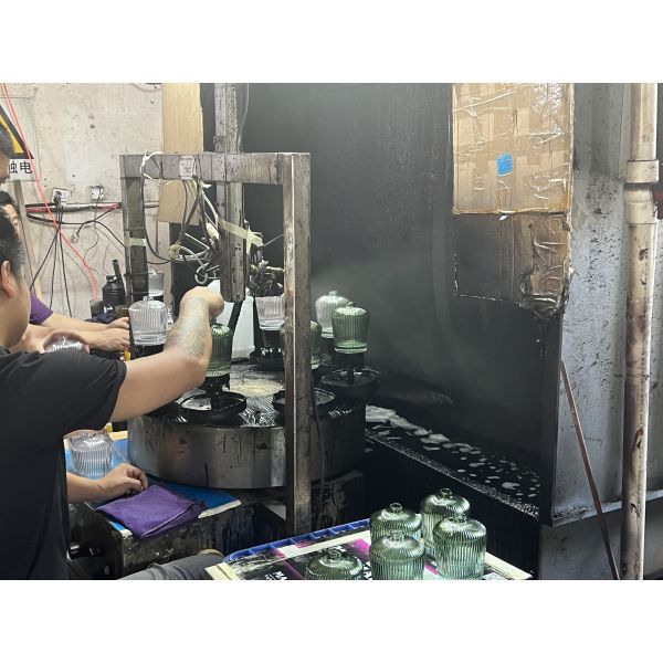 Purple glass bathroom accessories set round with big checker box soap dish soap dispenser