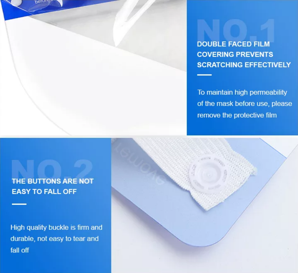 PET Splash Proof Face Shield Visor Disposable Multiple Protection Anti Virus Anti Fog