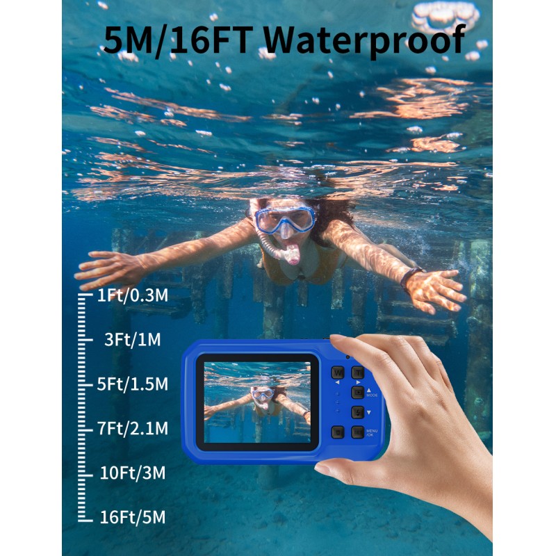 Retro Vintage  4K 64MP HD Waterproof Camera With IP68 5M Waterproof Auto Focus 16X Digital Zoom Underwater Camera for Snorkeling
