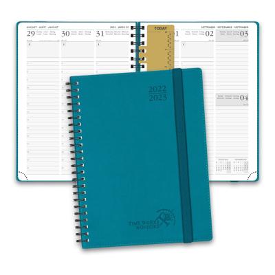 Planejador semanal do vertical duro do papel do couro sintético 100GSM no verde pacífico