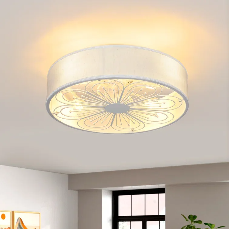 Indoor Remote Control 6-Speed living room 19 Inch Fabric Craft Ceiling Fan With Light (WH-CLL-60)