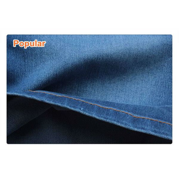 Non Slub Cotton/poly Yarn Dyed Weft Stretch Denim Fabric