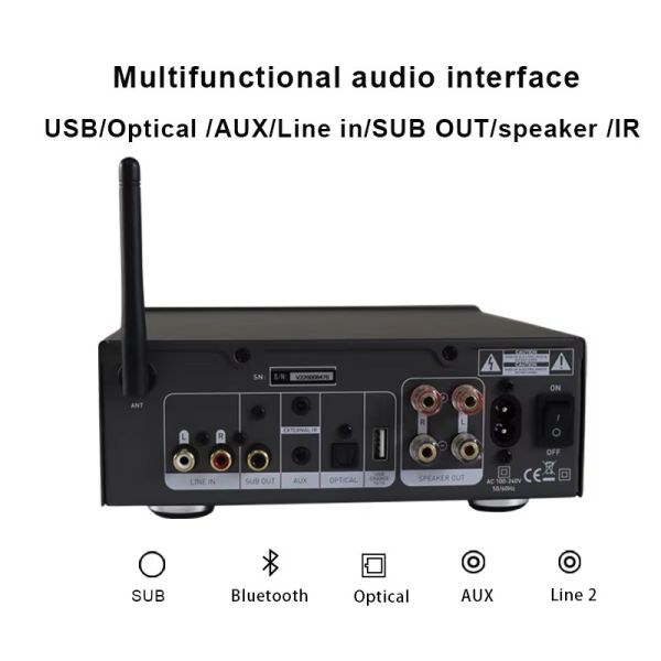 100W RMS HiFi Audio Power Amplifier Class D Audio Amp Desktop Compact 2 Channel Stereo Amplifier