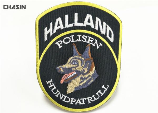 Green Twill Military Embroidered Patches With Merrowed Border , Stitch Border
