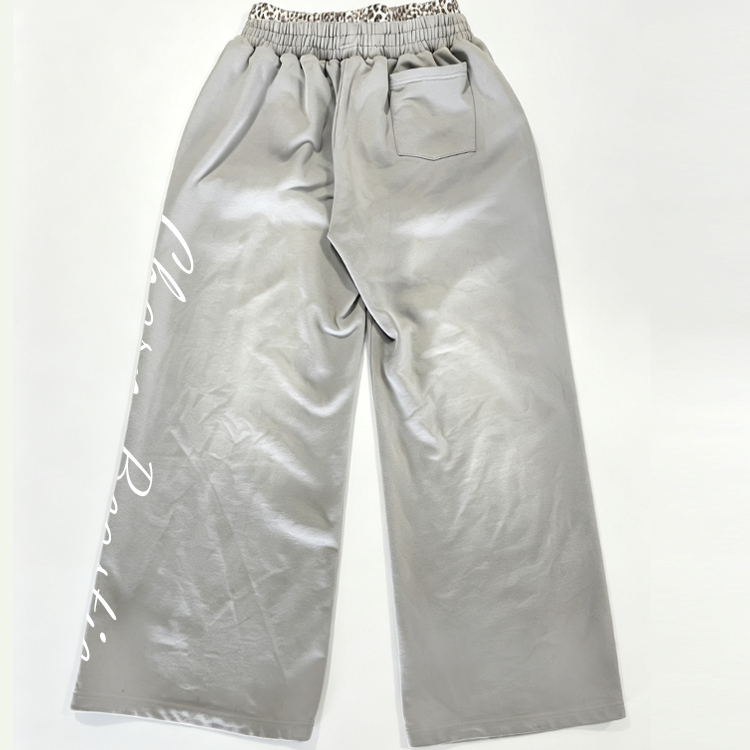 Faded Mens Wide Leg Pants Leopard Waist Terry Wide Leg Sweatpants Vertical Letter Embroidery