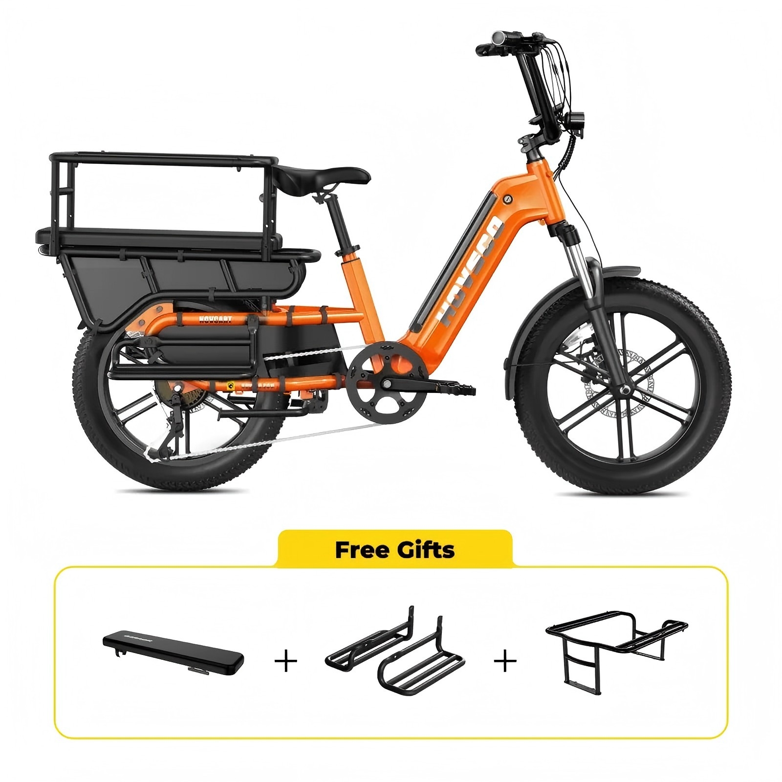 2025 Wholesale 750W 48V 15Ah Battery for Grocery Delivery Family Transportation 20 Fat Tire Long Tail Electric Cargo Bike