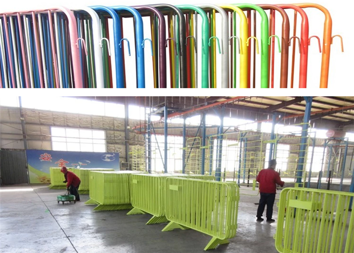 Flat Feet Metal Round Tube Crowd Control Barrier For Publice Area Events