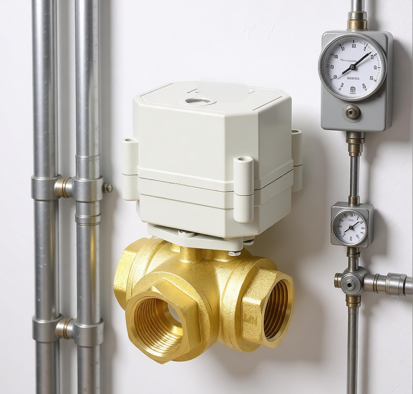 Etrany 3/8'' 3-Way Electric Flow Control Brass Ball Valve Water IP67 Protection 9-24VAC/DC 110-230VAC Auto Return Failsafe