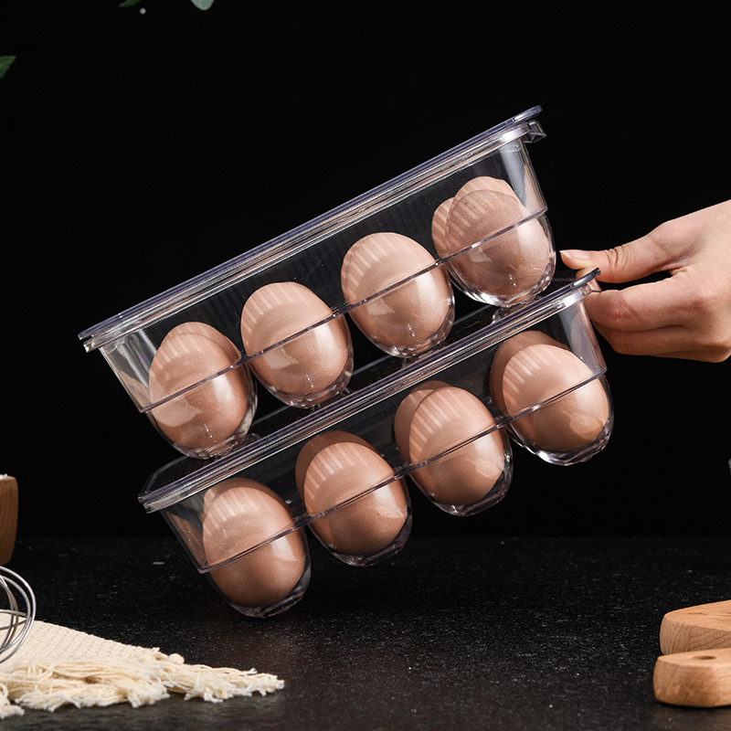 Transparent Acrylic 12-Grid Egg Storage Box with Lid Clear Refrigerator Organizer for Chicken Duck Eggs Kitchen Food Container