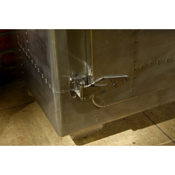 Middle Size Leather Storage Trunk 2 Doors Plywood Frame Zinc Alloy Handle