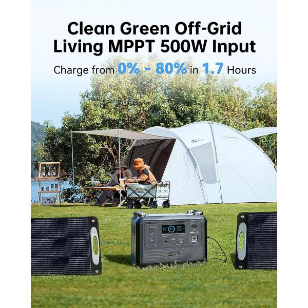 OUKITEL 110V 220V Powerstation 1200W Outdoor Camping LiFePO4 Battery Portable Solar Generator Power Station