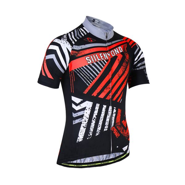 Uvproof Windproof Mens Short Sleeve Cycling Jersey With Lycra Fabric