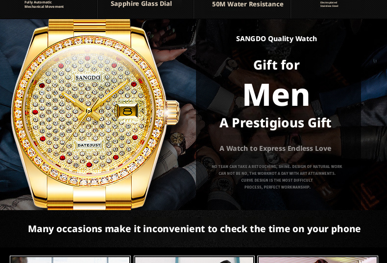 Full Diamond Dial Men Quartz Watch Stainless Steel Band Bling Crystal Bezel Luxury Business Wrist Watch Gift For Men Wedding Anniversary