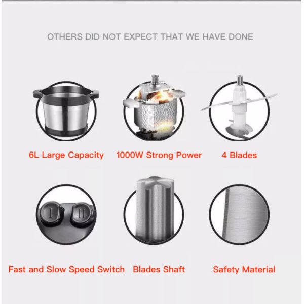 6L Stainless Steel Electric Meat Grinder 1000W 220V