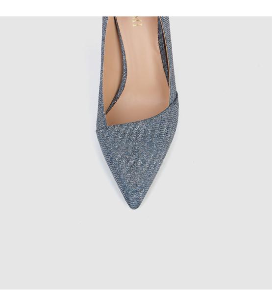 Glitter PU ODM Women Pointed Toe Pumps High Heels Rubber Bottom