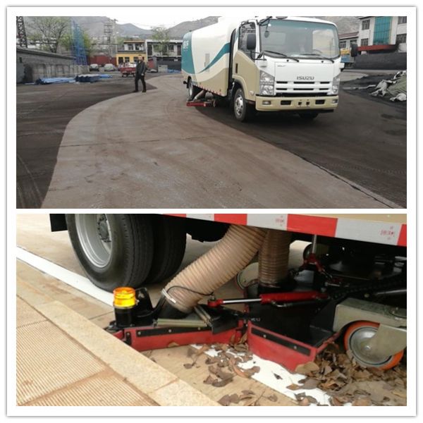 5CBM Vacuum Road Sweeper Truck 4CBM Garbage Bin 1CBM Water Bin For Road Cleaning