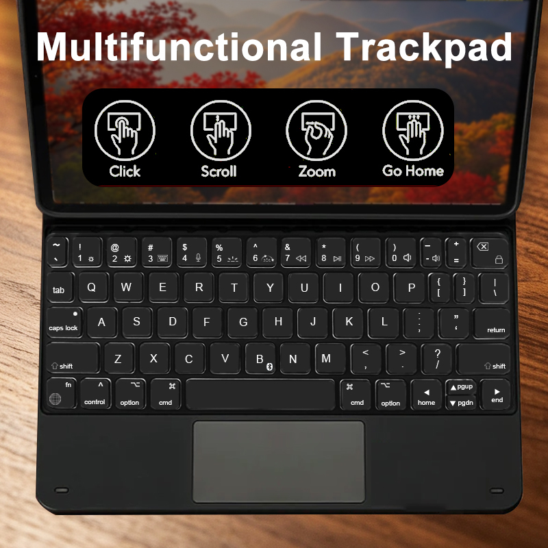Laudtec Premium PU Leather Keyboard Case with Glass Trackpad, Detachable Shell, and N54 Magnets for iPad Air 11 M4/M3/M2