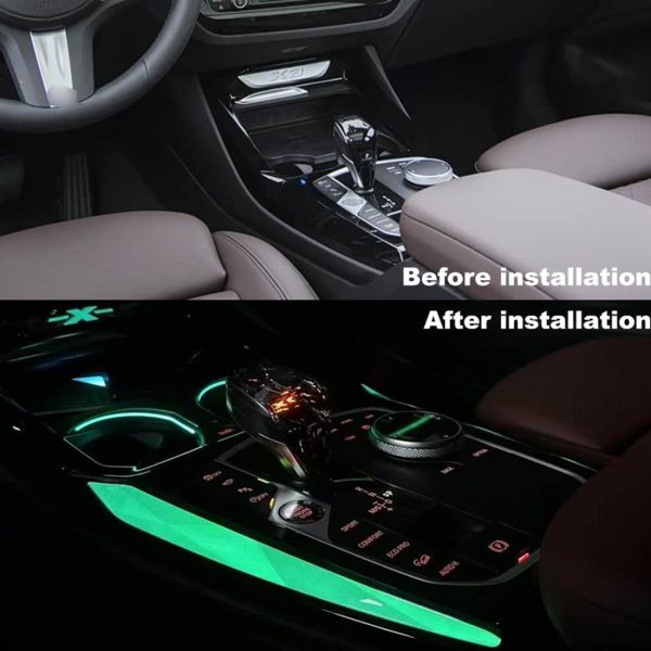 BMW Crystal Center Console Ambient Light Strips with OEM-matched Design and Plug and Play Installation for Multi-Color Ambient Lighting