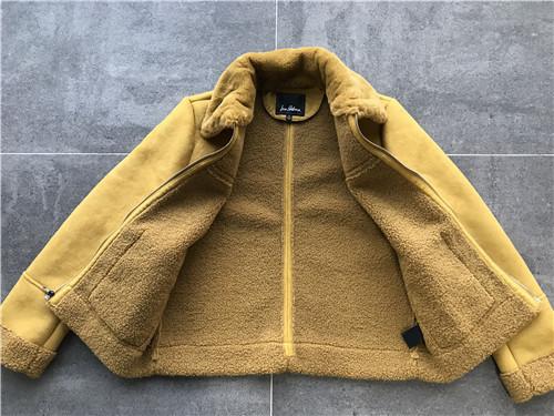 Ladies' Mustard Suede Bonded Jacket With Fur Collar High Fashion 92950