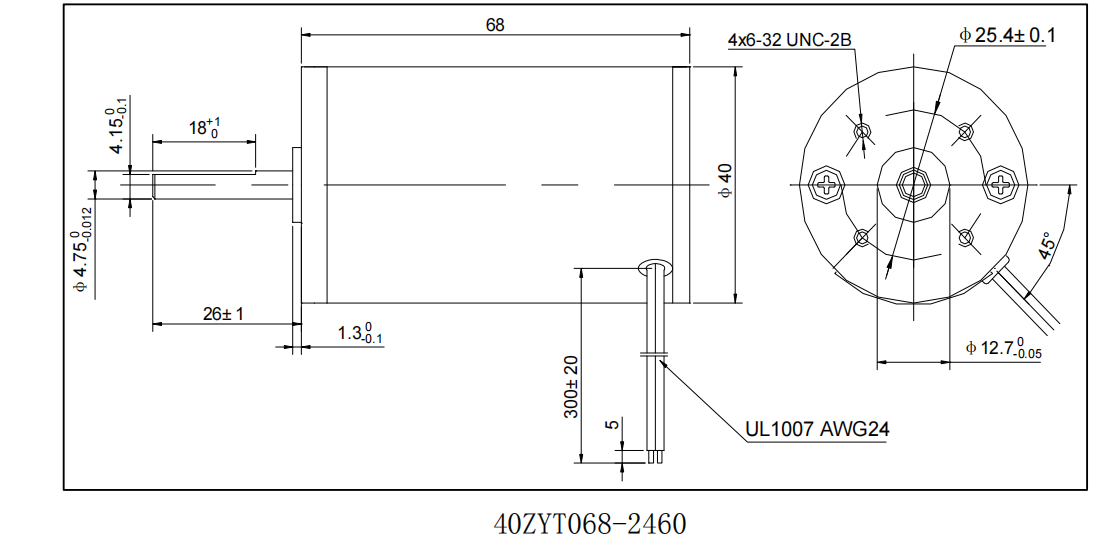 40mm Zyt Series High Torque Permanent Magnet Dc Motor 12v 24v 2300rpm 4800rpm