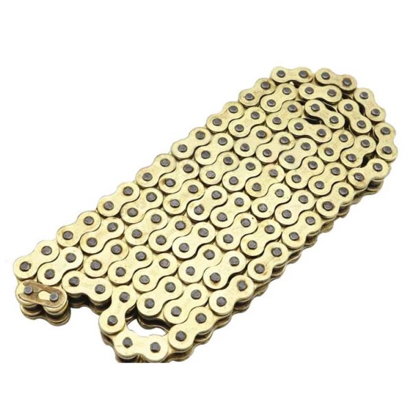 High Strength Quenching Heat Treatment Motorcycle Chain Custom 428 H Chains in Golden
