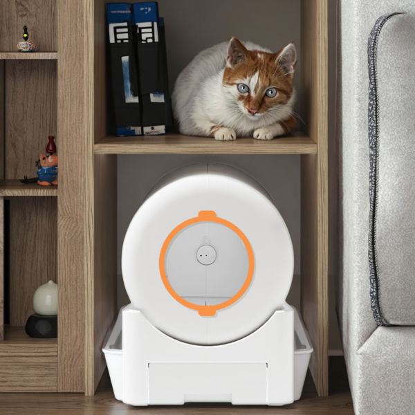 Durable PP Plastic Eco-Friendly 64L Square Large Capacity Self-Cleaning Automatic Cat Litter Box with Easy Clean Feature