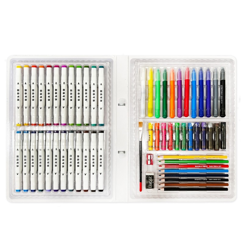 Factory Price 59PCS Non-Toxic Kids Plastic Case Colorful Marker Painting Tools Art Set