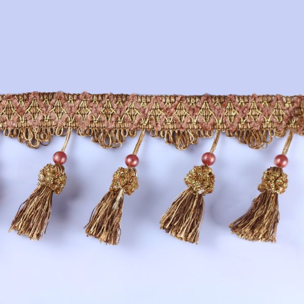 Handmade fashionable chain beads lace tassels fringes for curtain/sofa/pillow decoration