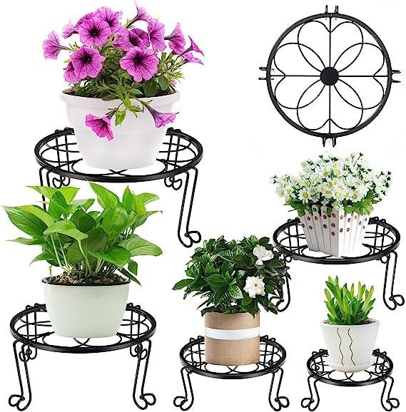 Black Metal Plant Stand for Flower Pot Heavy Duty Potted Holder for Indoor and Outdoor