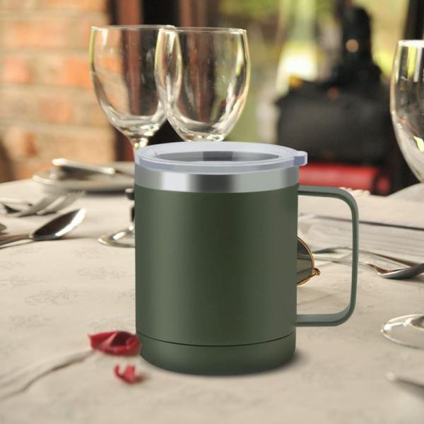 22 Oz Insulated Coffee Mug With Handle / Lid Double Wall Stainless Steel