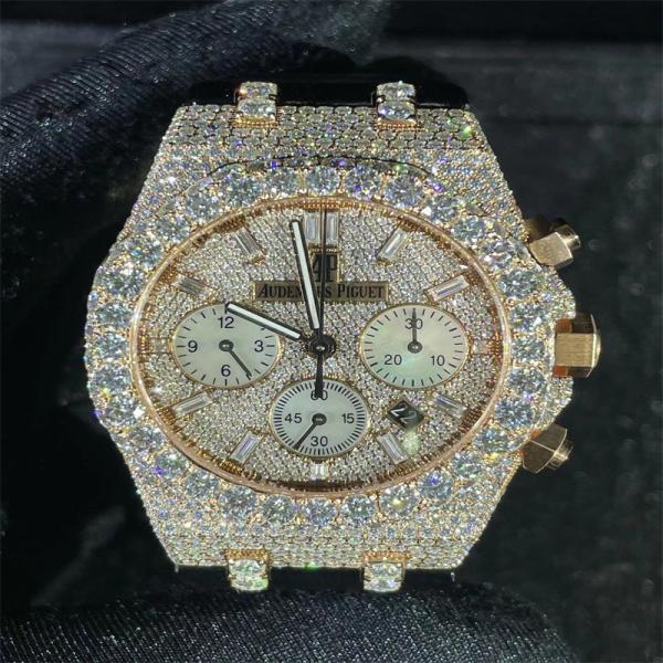 Colourless Diamond Mens Watches  Hip Hop VVS Moissanite Luxury Diamond Watches