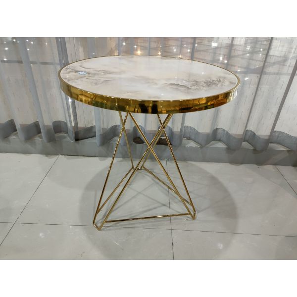 70cm 75cm Wrought Iron Coffee Table With Marble Top