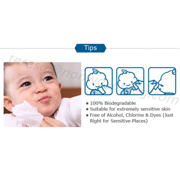 Младенец Spunlace Nonwoven влажный обтирает алоэ Вера младенец обтирает для стороны