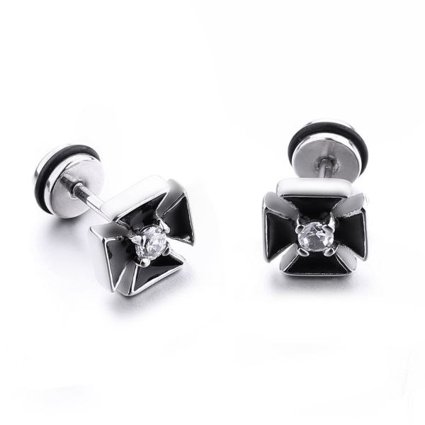 Hot Sale Black round stainless steel stud earring unique stud earrings
