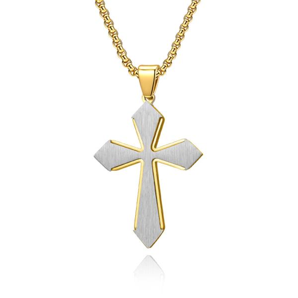 Stainless Steel Cross Shape Men's Fashion Necklace for Jewelry