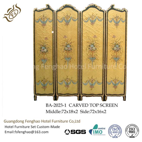 Modern Foldable Screen Divider Pine Air Brush Plywood With Gold Foil Foldable Room Partitions