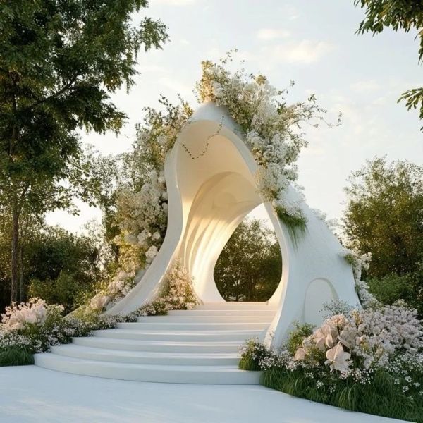 Floral Ceremony Arch Stainless Steel Wedding For Vineyard Resort Weddings