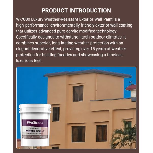 W7000 Luxury Weather-Resistant Exterior Wall Paint High-performance Elegant Decorative Effect Water-based Waterproof Coating