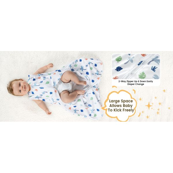 2 Pack Micro-Fleece Baby Sleep Sack with 2-Way Zipper - Comfortable Wearable Blanket With Dinosaur