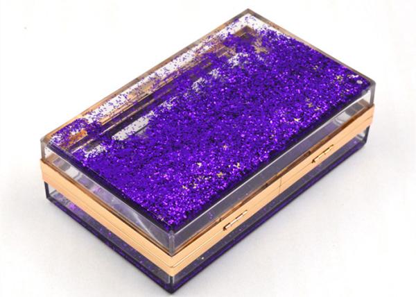 Elegant Purple Transparent Box Clutch Bag , Women Clear Acrylic Handbags