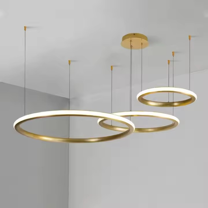 Modern Pendant Lights Living Room Dining Room Circle Rings Acrylic Aluminum Body LED Ceiling Lamp Home Metal Contemporary