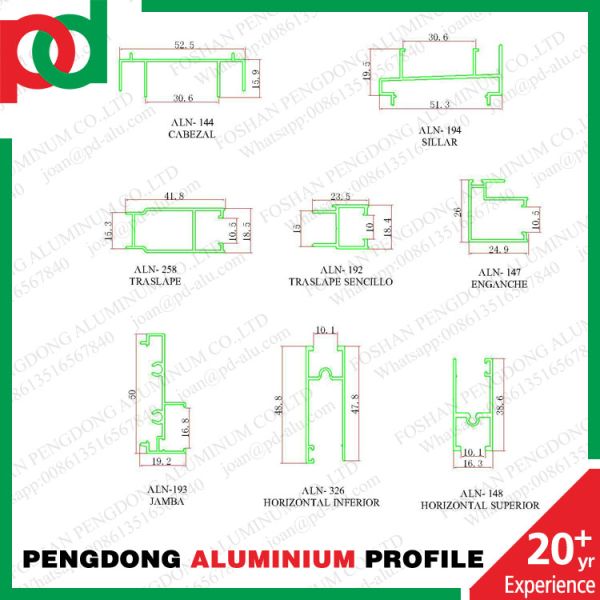 5020 Aluminium Sliding Window Profile Central America ALN Sisteme