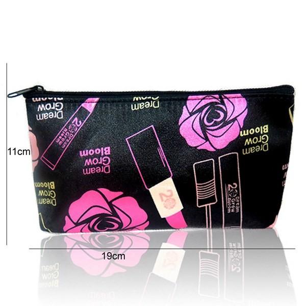 Custom Satin Zipper Makeup Bags ,  Black Cosmetic And Toiletry Bags