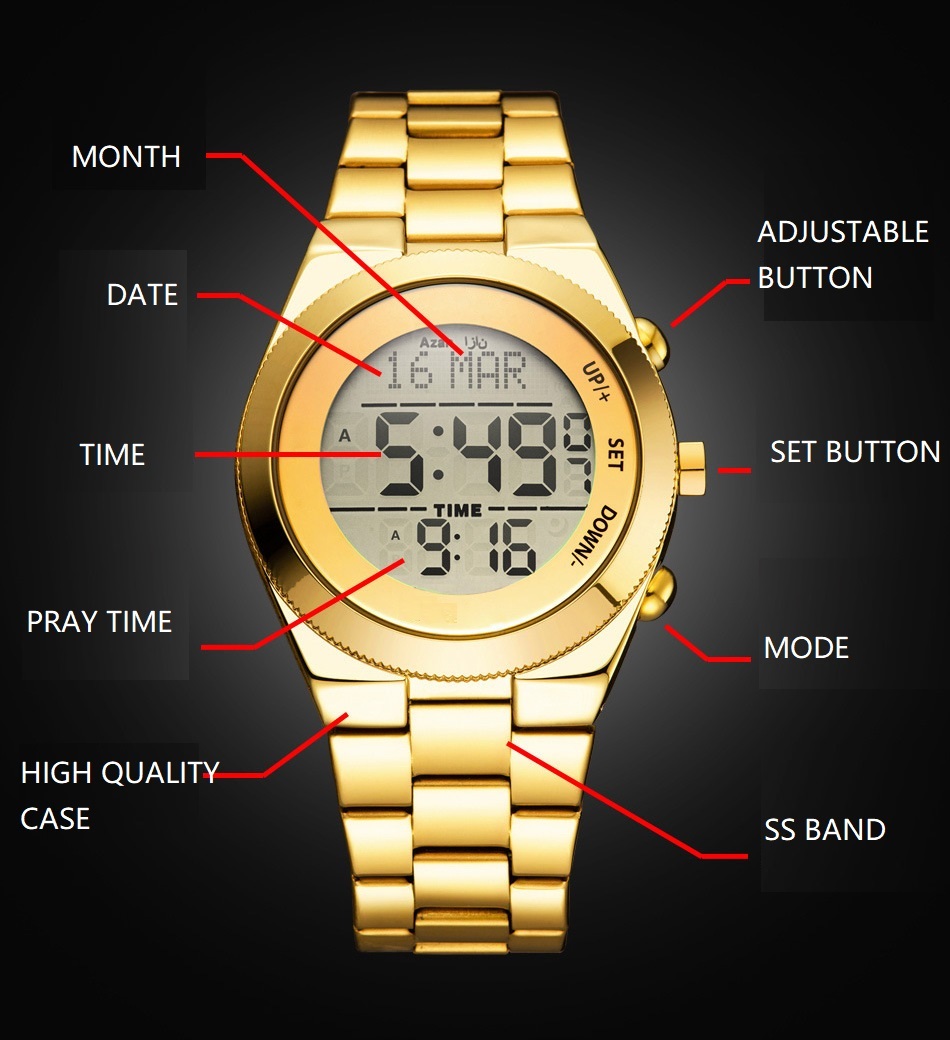 Людей цифровых часов 3ATM Rosegold цифровые часы водоустойчивых водостойкие 38MM