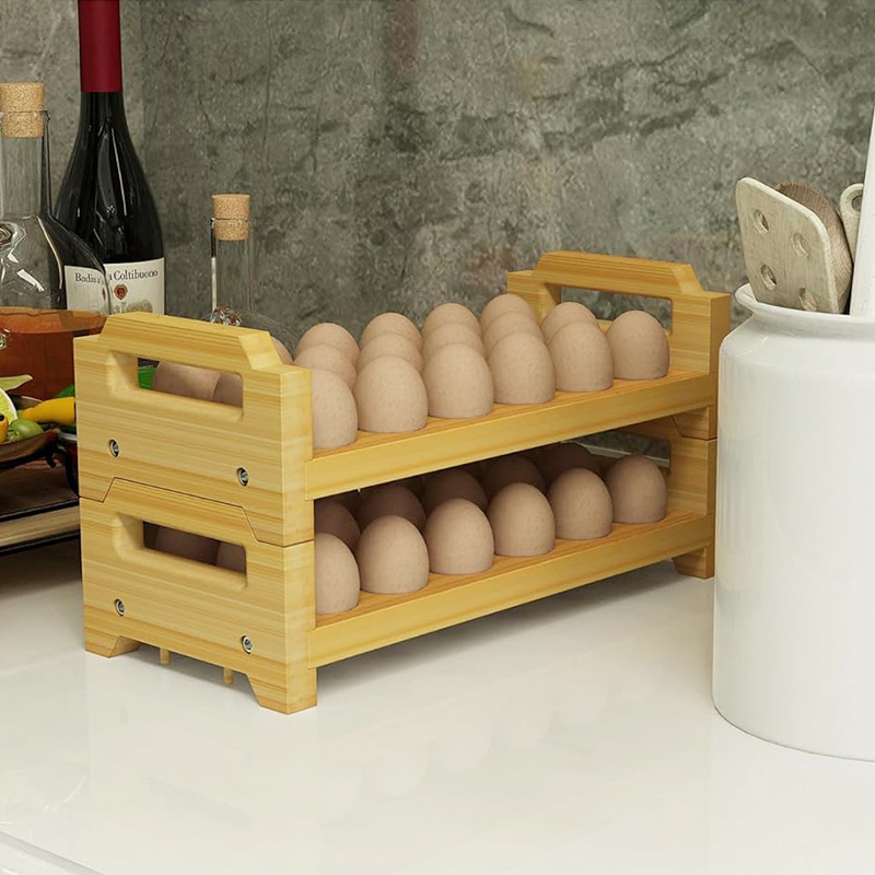 Bamboo Egg Display Rack Can Be Stacked Multi-layer Household Kitchen Wooden Partition Storage Egg Tray Multi-layer Storage Rack