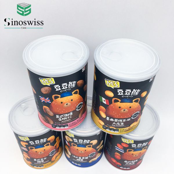 Eco Friendly Cardboard Canisters Paper Cans For Snack Food Cashew Nuts Cookie Candy