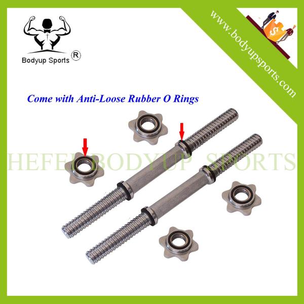 Crossfit Equipment 14 Inch Solid Steel Threaded Dumbbell Handle With Spinlocks