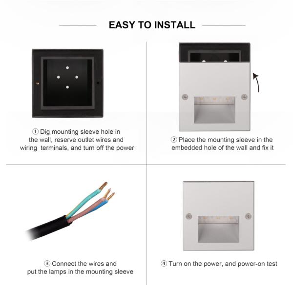 1.5W 3W Lâmpadas de passo LED à prova d'água IP65 Largas Lâmpadas de passo LED Exteriores